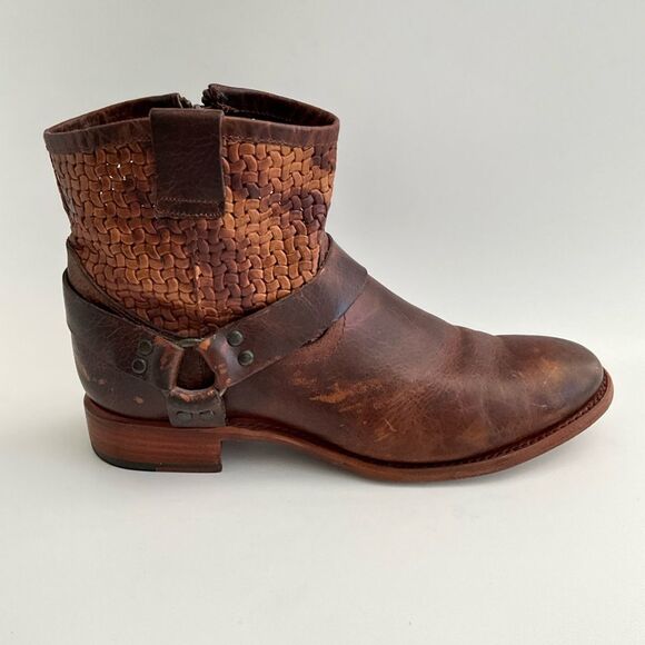 Sonora Isabella Leather Western Distressed Ankle Boots Brown 10 - Picture 2 of 12